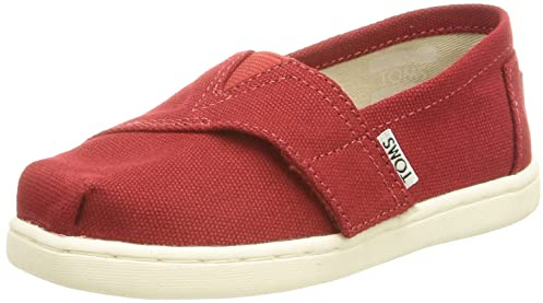 TOMS Tiny Alpargata Mocasines Planos, Lona, Unisex Niños, Rojo, 22