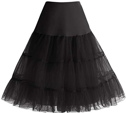Bbonlinedress Petticoat Rock Sommerkleid Damen Reifrock Unterrock Petticoat Underskirt Crinoline für Rockabilly Kleid Black M