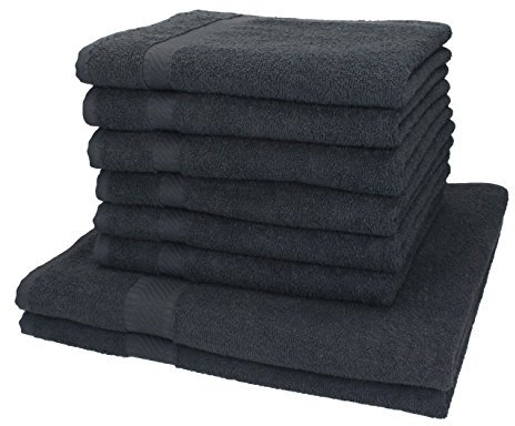 Betz 8-TLG. Handtuch-Set Palermo 100% Baumwolle 2 Duschtücher 6 Handtücher Farbe anthrazit