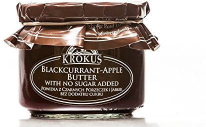 Krokus Mantequilla de manzana sin azúcar grosella negra, 310 g (paquete de 6)