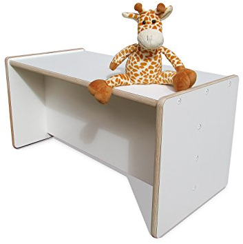 Eli-Kids Reversible Tisch/Bank 4-in-1 | 4 Höhen (17,5/22,5/38 / 78 cm) | Weiß Laminat | Multifunktional für Kinderzimmer & Wohnraum