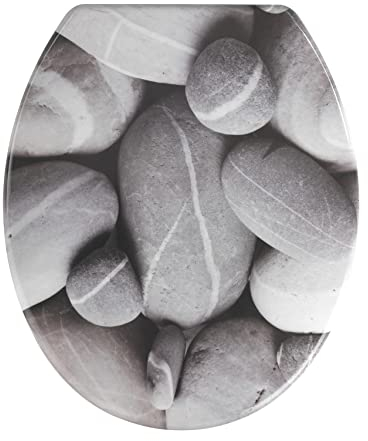 Wenko 19549100 WC-Sitz Stones - rostfreie Edelstahlbefestigung, Duroplast
