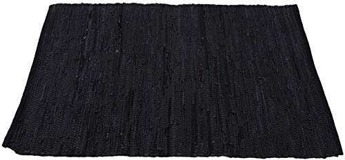 Bestlivings Alfombra de retales redonda, 90 x 150 cm, de algodón tejido a mano en piel, color negro, muchas variaciones