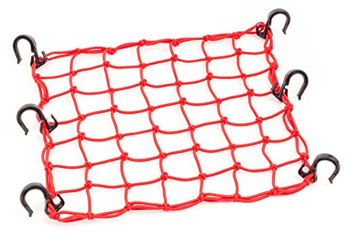 PowerTye 50151 Adjustable Red Cargo Net, 15in x 15in with 6 Hooks