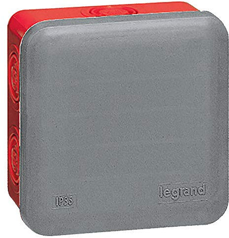 Legrand 092009 Boîte de Dérivation Carrée pour Presse-Étoupe Plexo, Dimensions 90mm x 90mm x 50mm, Rouge