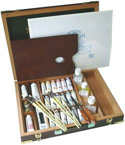Winsor and Newton Artists' Oil Colour Wooden Box Set - Art Set - Paint - No batteries required - Includes Paint tubes, palette, brushes - For Adults