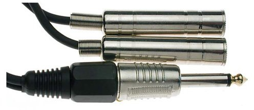 Stagg 16120 1 x Male/2x Female Mono Jack Splitter Adapter Y-Cable - Black