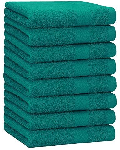 Betz 8 Stück Handtücher Set Größe 50 x 100 cm Handtuch Premium 100% Baumwolle Farbe smaragdgrün