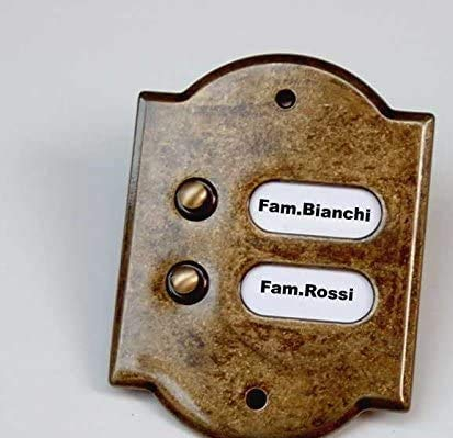 Placa de latón para timbre con 2 botones y 2 nombres, de exterior