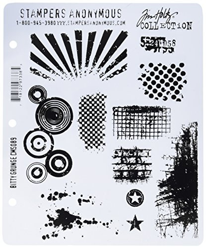 Stampers Anonymous Tim Holtz Large Cling Rubber Stamp Set, Bitty Grunge