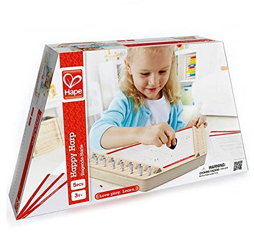 Hape Happy Harp Kid's Musical Instrument | Award Winning Wooden Lap Harp Toy for Kids, Tuning Tips, Tuning Wrench, Picks and Song Sheets Included