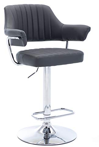 HNNHOME, Moderne, gepolsterte Drehstuhl-Barhocker, Kunstleder (grau)