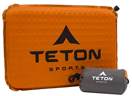 TETON Sports Cojín de Asiento de Acampada; Asiento de Estadio; Silla de Oficina; Almohadilla de Coche; Inflable, Naranja, 40 x 12 x 1.5 Pulgadas