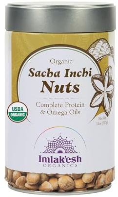 Imlakesh Organics Sacha Inchi Nuts - High Protein Superfood Nuts, 0 Net Carbs, Paleo and Keto Snack, Gluten-Free, Vegan (14oz Metal Jar)
