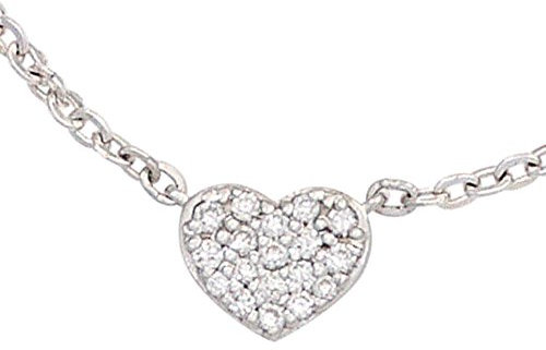 Jobo Damen-Halskette Herz aus 14 Karat 585 Weißgold mit 26 Diamanten 45 cm