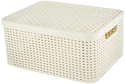 Curver 03618-885-00 Aufbewahrungsbox Style mit Deckel M, 18 L, Creme