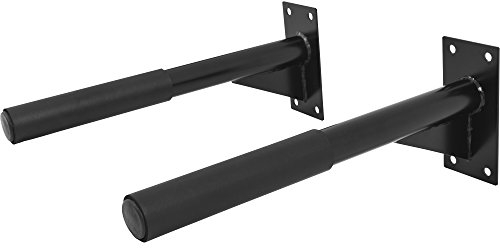 GORILLA SPORTS® Dip Station - zur Wandmontage, bis 350 kg Belastbar, mit Griffen 51 cm Lang, aus Stahl, Schwarz - Dipstation, Bauchmuskeltrainer, Dip Barren, Stangen, Parallettes