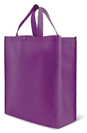 Simply Green Solutions - Reusable Grocery Bags, Durable Large Tote Bags, Shopping Bags for Groceries, Utility Tote, Reusable Gift Bags With Handles, 14 x 16.5 x 6, Pack of 10, Deep Purple