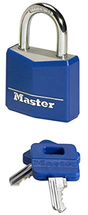 Master Lock 9141EURDCOL Cadenas à Clé en Aluminium Massif recouvert de Vinyle, Couleur Aléatoire, 4 x 5,9 x 1,3 cm