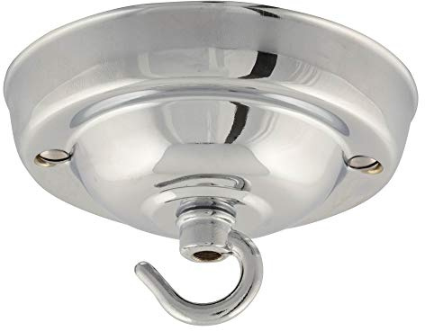 ElekTek 50 cm (108 mm) diameter takrosett med krok, metalliska ytbehandlingar, pulverlackfärgade färger för hängande ljusarmaturer och ljuskronor, krom