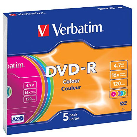 Verbatim 43557 4.7GB DVD-R 5 - DVD+RW (4,7 GB, DVD-R, 5X 120 min, Mehrfarbig, 16x)