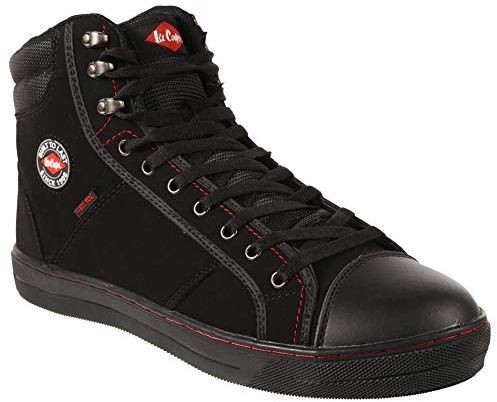 Lee Cooper Herren Arbeitskleidung der Frauen Unisex Retro Styled Baseball Arbeitssicherheit Trainer Stiefel Schuhe SB SRA, Schwarz, 46 EU