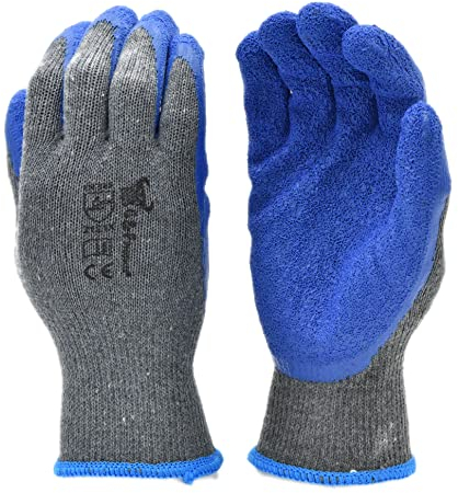 G & F Products - 3100M-10 120 Pairs Medium Rubber Latex Double Coated Work Gloves for Construction, gardening gloves, heavy duty Cotton Blend Blue