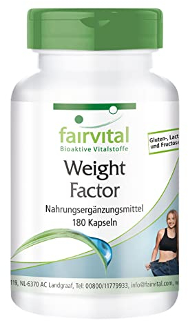 Fairvital | Weight Factor - 180 Kapseln - mit Grüntee Extrakt & Chrom - HOCHDOSIERT - VEGAN - natürliche Zutaten mit thermogenen Eigenschaften