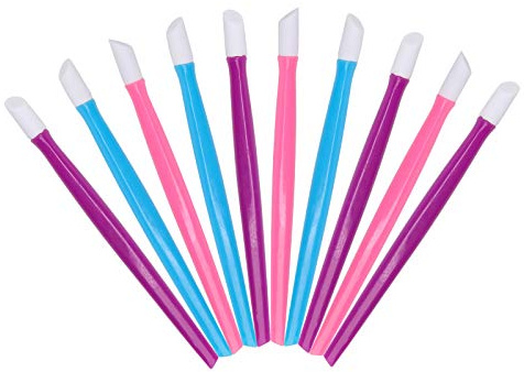 AHIER 10pcs Rubber Nail Cuticle Pusher Tipped Plastic Handle Nail Art Tool Nail Acrylic Cuticle Pusher Cleaner(Random Color)