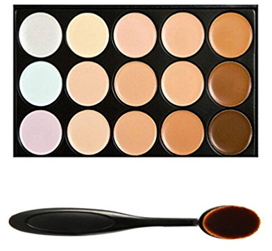 Boolavard Professional 15 Colore del camuffamento di Concealer Contorno Occhi Crema Viso di trucco con cosmetici ovale compone la spazzola (15 colori)