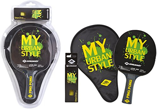 Schildkröt Tischtennis-Geschenkset My Urban Style, 1 Tischtennisschläger, 4 Tischtennisbälle, Schlägerhülle Set, Schwarz Gelb, One Size