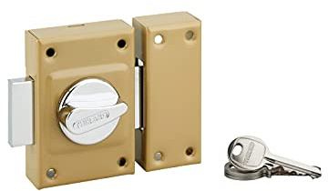THIRARD - Verrou à Bouton Etendard pour Porte d'Entrée - Cylindre Laiton 40 mm - Ø 21 mm - Acier - 3 Clés Plates Crantées - Hauteur 88 mm - Largeur 61 mm - Epoxy Bronze