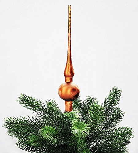 Jack Christbaumspitze Thüringer Glas 28cm Spitze Mundgeblasen Eislack Glanz Matt, Farbe:Braun Eislack