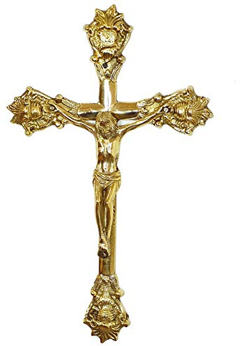 zeitzone Wandkreuz aus Messing Kreuz zum Aufhängen Jesus-Christus Kruzifix 32cm