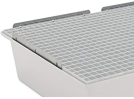 Zubehör zur Fassregalen mit 220-l-GFK-Auffangwanne : Randleiste (4-teilig), verzinkt, zum seitlichen