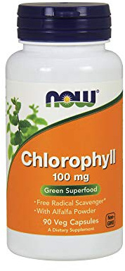 NOW Foods Supplements, Chlorophyll 100 mg with Alfalfa Powder, Green Superfood, 90 Veg Capsules