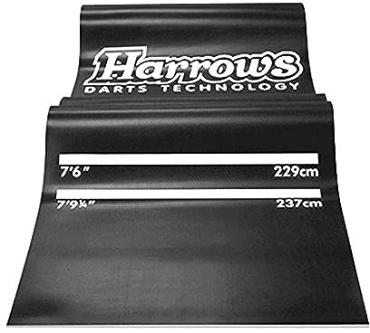 Harrows Dartmatte mit Darts Oche I Bodenmattenschutz I rutschfeste Matte I Professionelle Dartmatte aus Gummi I Dartzubehör