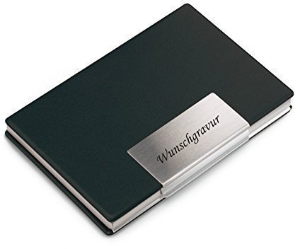 REFLECTS Visitenkartenetui Visitenkartenbox mit Gravur Lederoptik Aluminium graviert