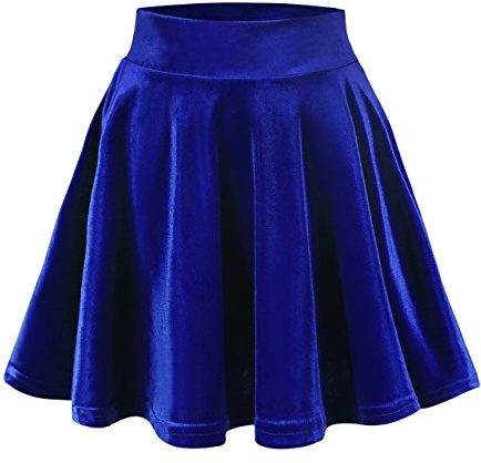 Urban GoCo Donna Vintage Svasata Mini Gonna da Pattinatrice Versatile Elastica di Velluto Gonna Blu Reale M