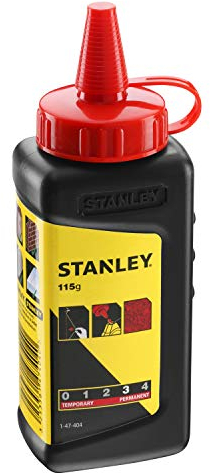 Stanley Schlagschnurkreide (115 g, gut haftend, sehr wasserfest, schwer löslich, in Kunststoffdose) 1-47-404, rot