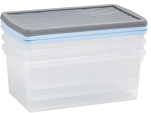Wham 13129 Wham 9 Litre Box Storage Boxes Set of 3 Polypropylene Transparent Clear