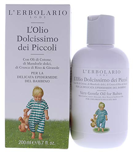 L'Erbolario Very Gentle Oil For Babies - Soothing, Protecting And Cleansing - For A Moisturizing Massage After Bathing - Ideal For Helping Baby Relax - Suitable For Very Delicate Skin - 6.7 Oz