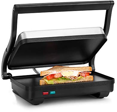 Holstein Housewares Electric Griddle for Toasting Sandwiches, Various Snacks - Black/Stainless Steel (260 x 170mm)