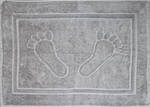 KH-Haushaltshandel Badevorleger, Badematte Duschvorleger, ca, 50 x 70 cm, Füße, 750 Gr./m², Frottier, Uni einfarbg, 100% Baumwolle, Frottee (Silber-grau)