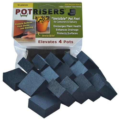 POTRISERS 16 Pack Standard 1 Wide x 1/2 Tall | Invisible Pot Feet & Plant Risers | Drainage & Airflow for Planters, Pots, Garden Decor | Patios, Decks, Gardens