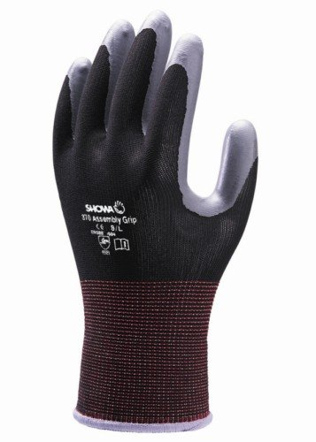 10 Pairs Showa 370 Black Assembly Grip Gloves Nitrile Coated Palm - Size 9 XL