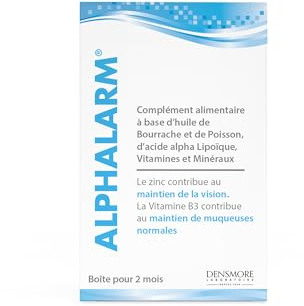 Densmore - Alphalarm - Complément Alimentaire et Maintien d'une Vision Normale* - Vitamine C, Omega 3, Zinc*, Vitamine E - 60 capsules - Cure de 2 mois - Fabriqué en Europe