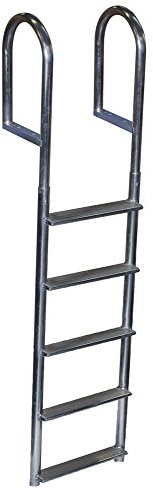 Dock Edge + Welded Fixed Wide Step Dock Ladder, 5 Steps, Aluminum