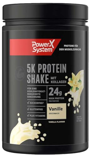 5K Protein Shake Vanille zuckerarmes Mehrkomponenten Eiweißpulver glutenfrei mit Vitaminen, 360g
