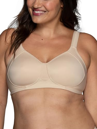 Vanity Fair Womens Medium Impact Sports For Breathable, Moisture Wicking, Padded Cups Up To Ddd Bra, Wireless - Neutral, 36C US